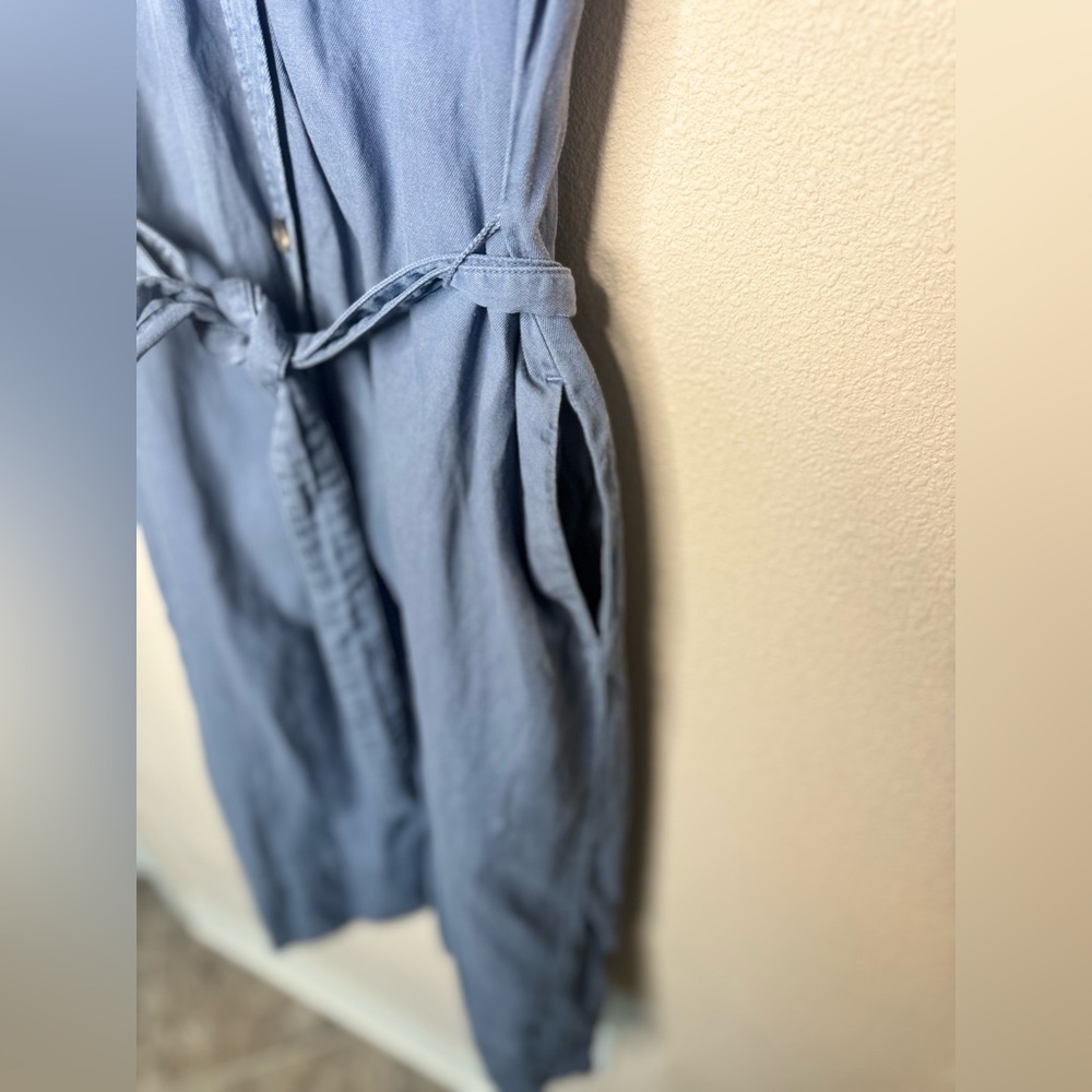Faherty Navy Button-Front Midi Shirt Dress - Picture 3 of 5